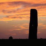 North Ronaldsay Standing Stone at sunset. Photograph © Marion Muir